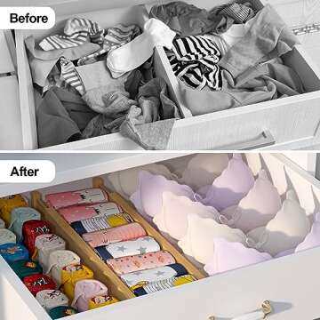 Adjustable Bamboo Drawer Dividers for Stylish Organization
