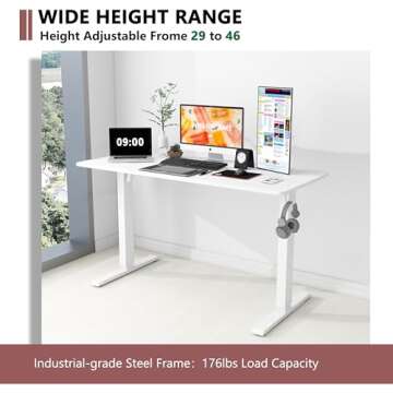 Win Up Time Whole Piece Electric Standing Desk- Height Adjustable Stand up Desk, Sit to Stand Desk with Wheels for Home Office & Computer Workstation