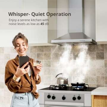 FIREGAS Range Hood 24 inch Wall Mount Type with Ducted/Ductless Convertible, 450 CFM Stainless Steel Chimney-Style Kitchen Hood, Over Stove Vent Hood with 3 Speed Fan, Charcoal Filters