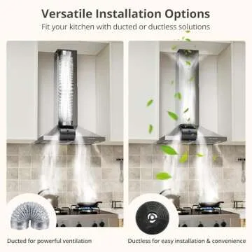 FIREGAS Range Hood 24 inch Wall Mount Type with Ducted/Ductless Convertible, 450 CFM Stainless Steel Chimney-Style Kitchen Hood, Over Stove Vent Hood with 3 Speed Fan, Charcoal Filters