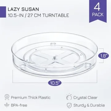 4 Pack Lazy Susan Organizers for Perfect Storage Solutions