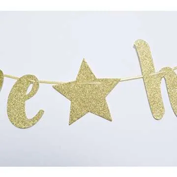 Home Welcome Gold Glitter Banner for Parties and Celebrations