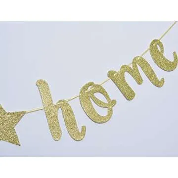 Home Welcome Gold Glitter Banner for Parties and Celebrations
