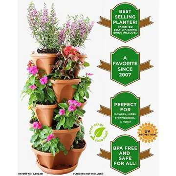 Natures Distributing Stacking Planters - Strawberry, Herb & Vegetable Planter - Vertical Gardening I...
