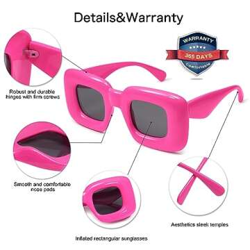 VANLINKER Cute Square Inflated Sunglasses for Women Men Trendy Chunky Glasses Retro Thick Frame Funny Mask Shades VL9733 Bar-bie Pink