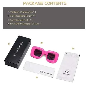 VANLINKER Cute Square Inflated Sunglasses for Women Men Trendy Chunky Glasses Retro Thick Frame Funny Mask Shades VL9733 Bar-bie Pink