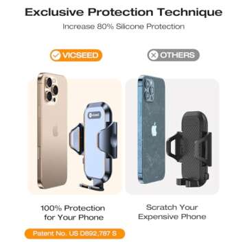 VICSEED Military-Grade Sturdy Car Phone Holder Mount, 𝗨𝗽𝗴𝗿𝗮𝗱𝗲𝗱 𝗔𝗻𝘁𝗶 𝗦𝗵𝗮𝗸𝗲 Metal CD Slot & Air Vent Thick Case Friendly Phone Mount for Car Fit for iPhone 16 15 14 Samsung All Phones