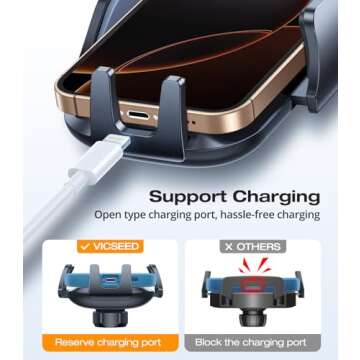 VICSEED Military-Grade Sturdy Car Phone Holder Mount, 𝗨𝗽𝗴𝗿𝗮𝗱𝗲𝗱 𝗔𝗻𝘁𝗶 𝗦𝗵𝗮𝗸𝗲 Metal CD Slot & Air Vent Thick Case Friendly Phone Mount for Car Fit for iPhone 16 15 14 Samsung All Phones