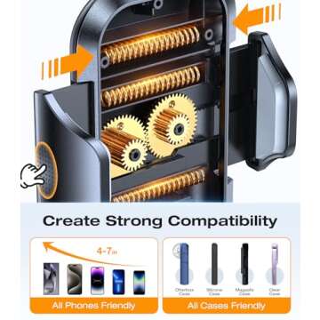 VICSEED Military-Grade Sturdy Car Phone Holder Mount, 𝗨𝗽𝗴𝗿𝗮𝗱𝗲𝗱 𝗔𝗻𝘁𝗶 𝗦𝗵𝗮𝗸𝗲 Metal CD Slot & Air Vent Thick Case Friendly Phone Mount for Car Fit for iPhone 16 15 14 Samsung All Phones