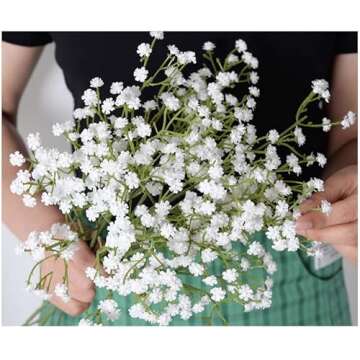 Suandsu 9 PCS Gypsophila Long Stem Artificial Baby Breath Flowers Fake Real Touch Flower for Home Office Indoor Outdoor Wedding Decoration Festive Furnishing White