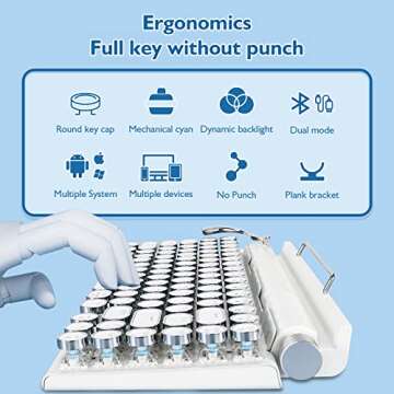 Adventurers Retro Typewriter Keyboard Wireless Vintage Design