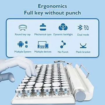 Adventurers Retro Typewriter Keyboard Wireless Vintage Design