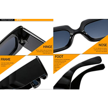 YAMEIZE Vintage Rectangle Sunglasses for Trendy Fashion Lovers