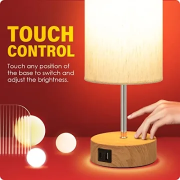 Versatile Touch Control Bedside Lamp with USB Ports