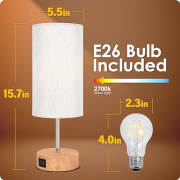 Versatile Touch Control Bedside Lamp with USB Ports