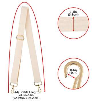 DEVPSISRWide Shoulder Strap Replacement Adjustable Belt Canvas Bag Crossbody Handbag (Creamy-White)