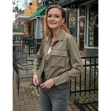 Onedreamer Women's Military Safari Cropped Jacket: Lightweight, Stylish and Versatile