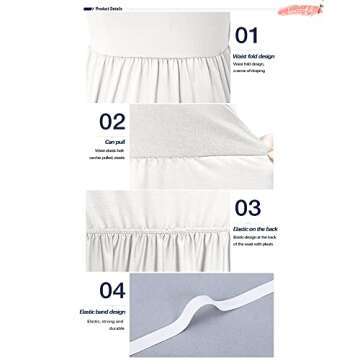 AUSELILY Women Long Sleeve Dresses Round Neck Casual Spring Swing Dress with Pockets White XL