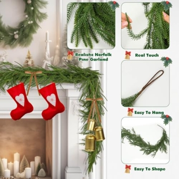Flasoo Norfolk Pine Garland Set for Holiday Elegance