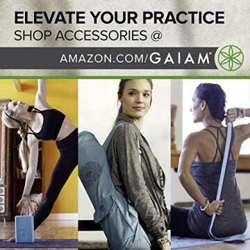 Gaiam Yoga Mat Premium Print Extra Thick Non Slip Exercise & Fitness Mat for All Types of Yoga, Pilates & Floor Workouts, Indigo Point, 6mm