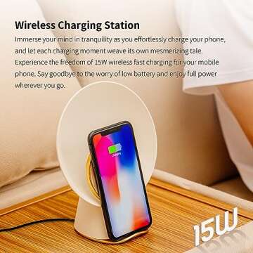 Vivilumens Sunrise Alarm Clock for Bedroom, 6 in 1 Alarm Clocks with Wireless Charging, Wake Up Light Bedside Clock Lamp Adjustable, Bluetooth Speaker, 3-Color Breathing Light, Gifts for Women Men