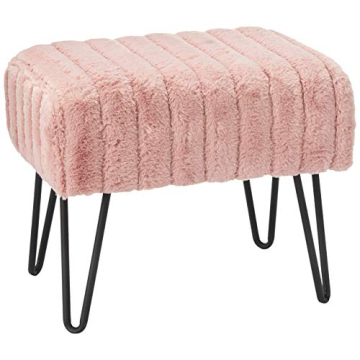 Home Soft Things Super Mink Faux Fur Ottoman Bench - Style Meets Comfort in Pink
