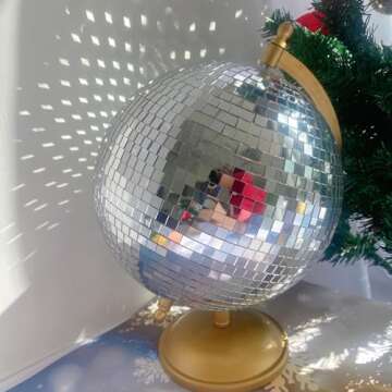 MFGDISCO Disco Ball Globe Home Decor Statues, Classic Tabletop Art Sculpture with Gold Base,Discobal...