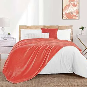 Walensee Fleece Blanket Plush Throw Fuzzy Lightweight (Throw Size 50x60 Coral) Super Soft Microfiber Flannel Blankets for Couch, Bed, Sofa Ultra Luxurious Warm and Cozy for All Seasons