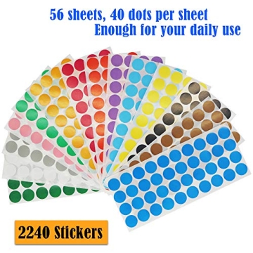 Color Coding Labels 2240pcs - Bright Round Dot Stickers