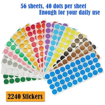 Color Coding Labels 2240pcs - Bright Round Dot Stickers