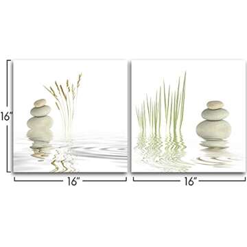 Purple Verbena Art Spa Zen Stone on Canvas - 16x16 Contemporary Wall Decor