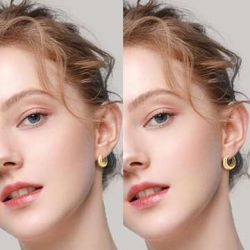 Stylish Gold Hoop Earrings Set for Women | Hypoallergenic Jewelry
