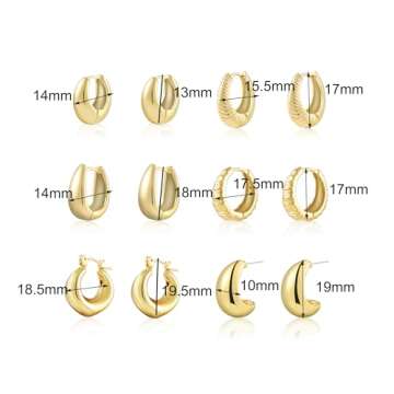 Stylish Gold Hoop Earrings Set for Women | Hypoallergenic Jewelry