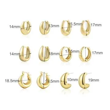 Stylish Gold Hoop Earrings Set for Women | Hypoallergenic Jewelry