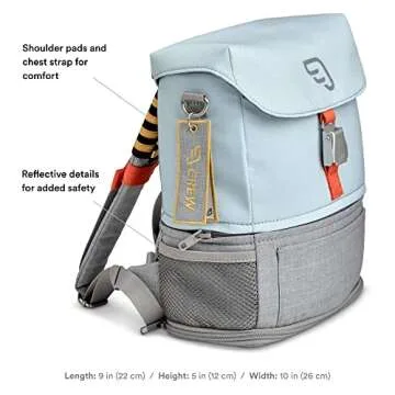 Stokke JetKids Crew BackPack, Blue Sky - Kid’s Lightweight Expandable Bag - Great for School & Travel - Adjustable & Water-Resistant - Best for Ages 2-7