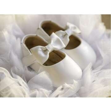 Felix & Flora Infant Toddler Baby Moccasins Soft Sole Bowknot Baby Walking Shoes Mary Jane Dress Shoes (12-18 Months Infant,White)