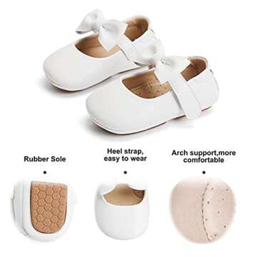 Felix & Flora Infant Toddler Baby Moccasins Soft Sole Bowknot Baby Walking Shoes Mary Jane Dress Shoes (12-18 Months Infant,White)