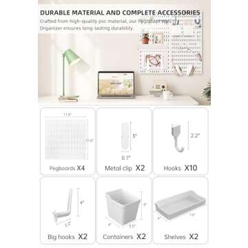 EVDBOBO Wall Organizer Peg Board - Elevate And Declutter Your Gaming And Office - Create A Perfectly Structured Space(White)