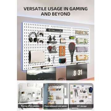 EVDBOBO Wall Organizer Peg Board - Elevate And Declutter Your Gaming And Office - Create A Perfectly Structured Space(White)