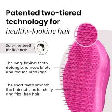 Tangle Teezer Original Detangler Brush, Dry & Wet Hair Brush for Color-Treated, Fine & Fragile Hair ...