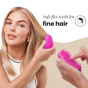 Tangle Teezer Original Detangler Brush, Dry & Wet Hair Brush for Color-Treated, Fine & Fragile Hair Types, Bright Berry