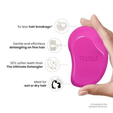 Tangle Teezer Original Detangler Brush, Dry & Wet Hair Brush for Color-Treated, Fine & Fragile Hair Types, Bright Berry