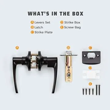 KNOBWELL Passage Door Lever Handle Set with Matte Black Finish