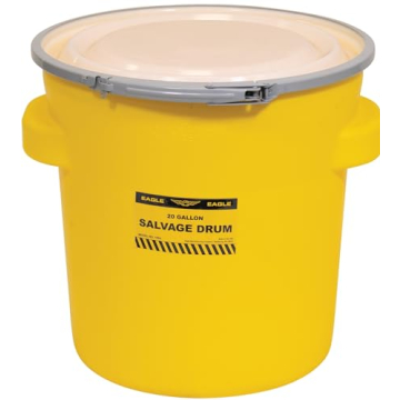 Eagle 20 Gallon Plastic Drum with Lid, Durable HDPE, Weather Resistant, Metal Lever-Lock