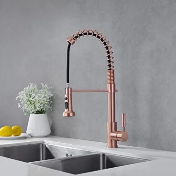 Avola Kitchen Faucet with Pull Down Sprayer in Copper Finish