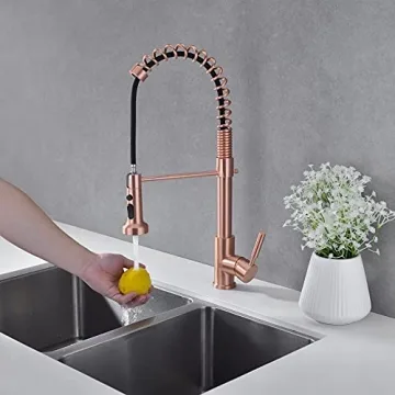 Avola Kitchen Faucet with Pull Down Sprayer in Copper Finish
