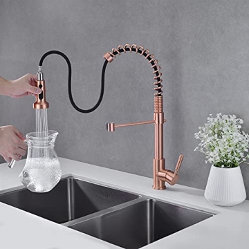 Avola Kitchen Faucet with Pull Down Sprayer in Copper Finish