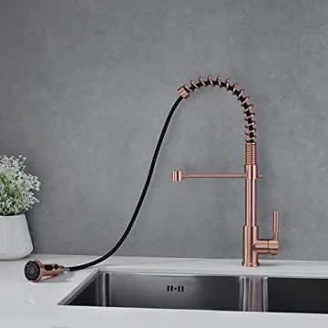 Avola Kitchen Faucet with Pull Down Sprayer in Copper Finish