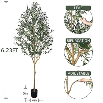 Phimos Artificial Olive Tree for Home Decor 6.23FT Fake Tree