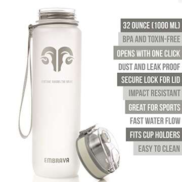 Embrava 32oz Best Sports Water Bottle - Leakproof & BPA Free